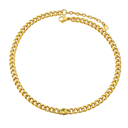 Cuban Chain Choker November Necklace Gold Plated