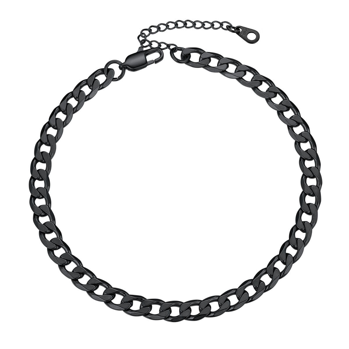 Cuban Link Anklet for Women in Black Plated