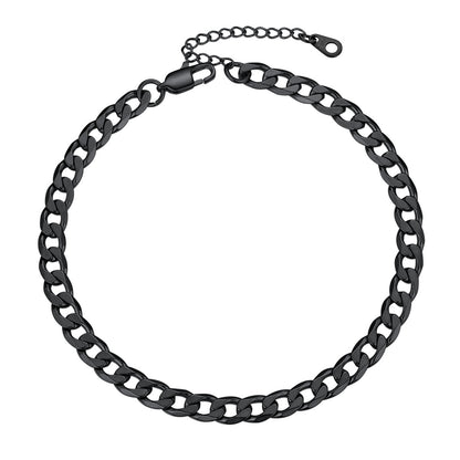 Cuban Link Anklet for Women in Black Plated