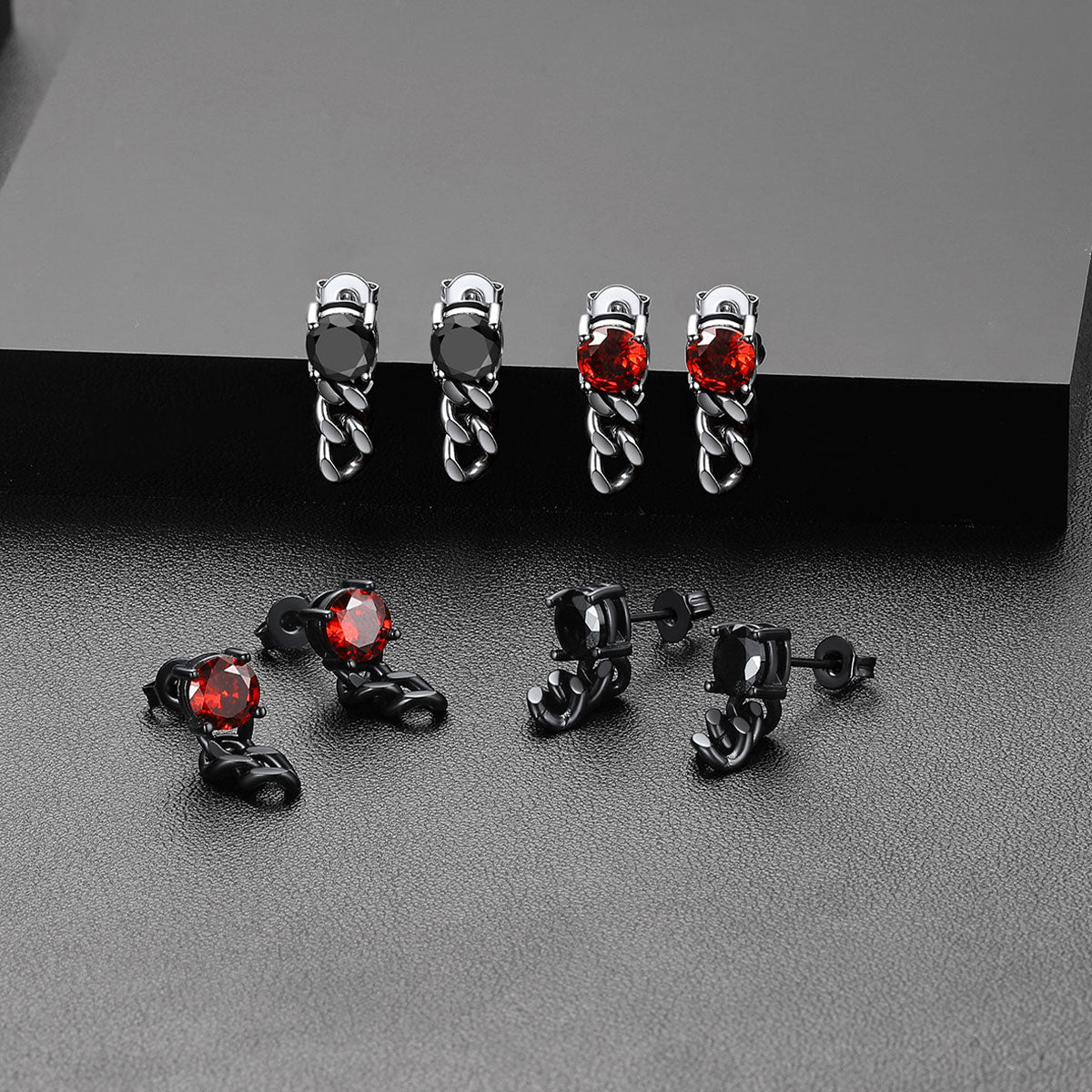 Cuban Link Chain Dangle Stud Earrings in different color