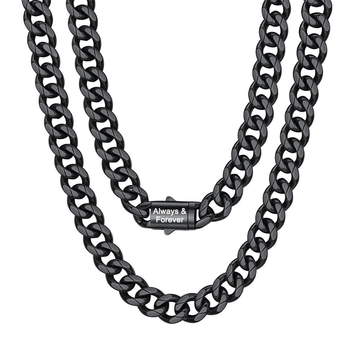 Cuban Link Chain Necklace 12mm Black Plated