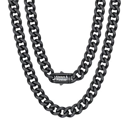 Cuban Link Chain Necklace 12mm Black Plated