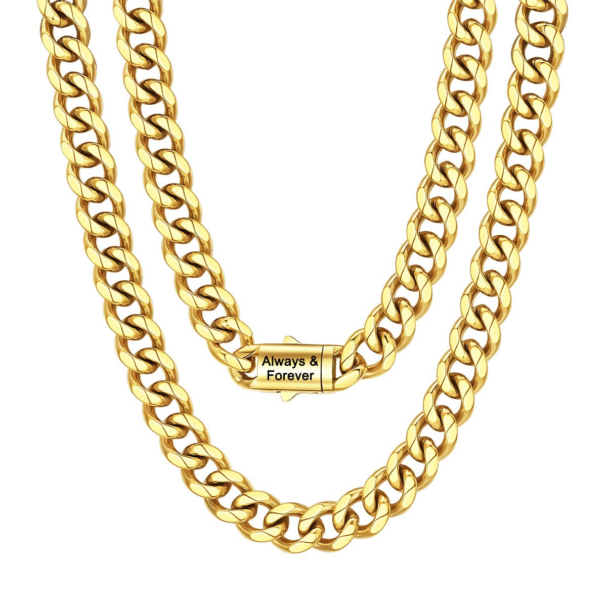 Cuban Link Chain Necklace 12mm Gold Plated