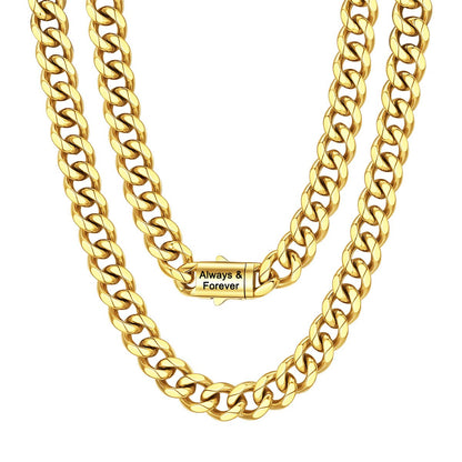Cuban Link Chain Necklace 12mm Gold Plated