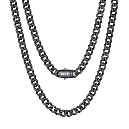 Cuban Link Chain Necklace 6mm Black Plated