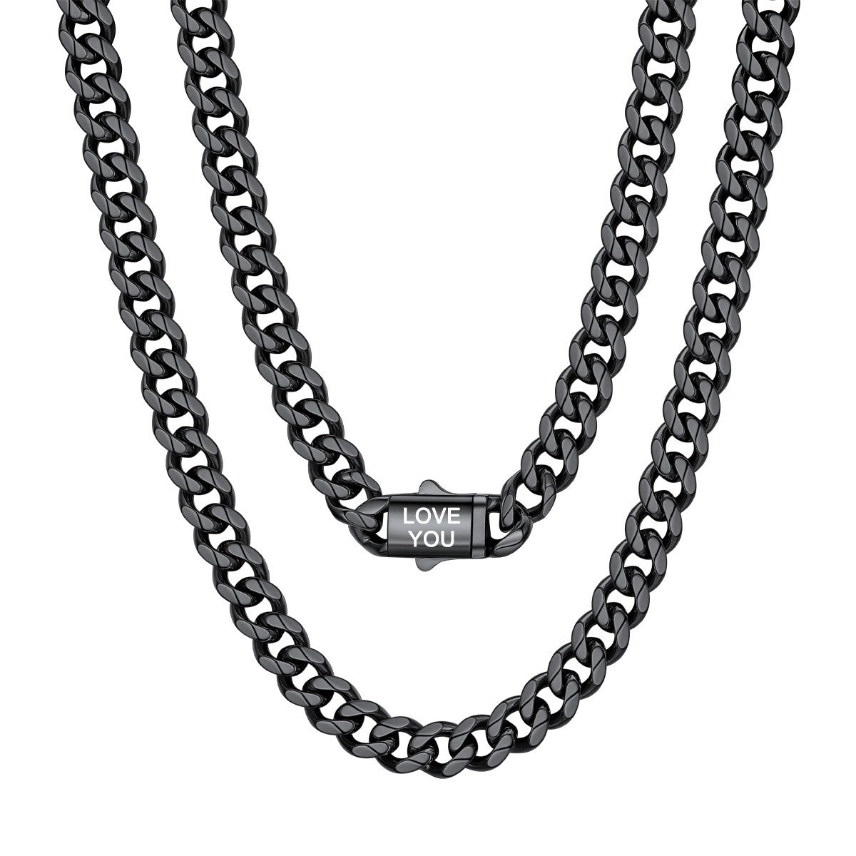 Cuban Link Chain Necklace 9mm Black Plated