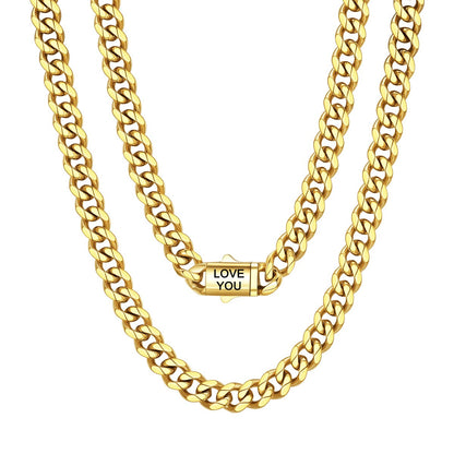 Cuban Link Chain Necklace 9mm Gold Plated