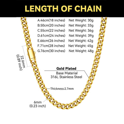 Cuban Link Chain Necklace Dimension, Durable