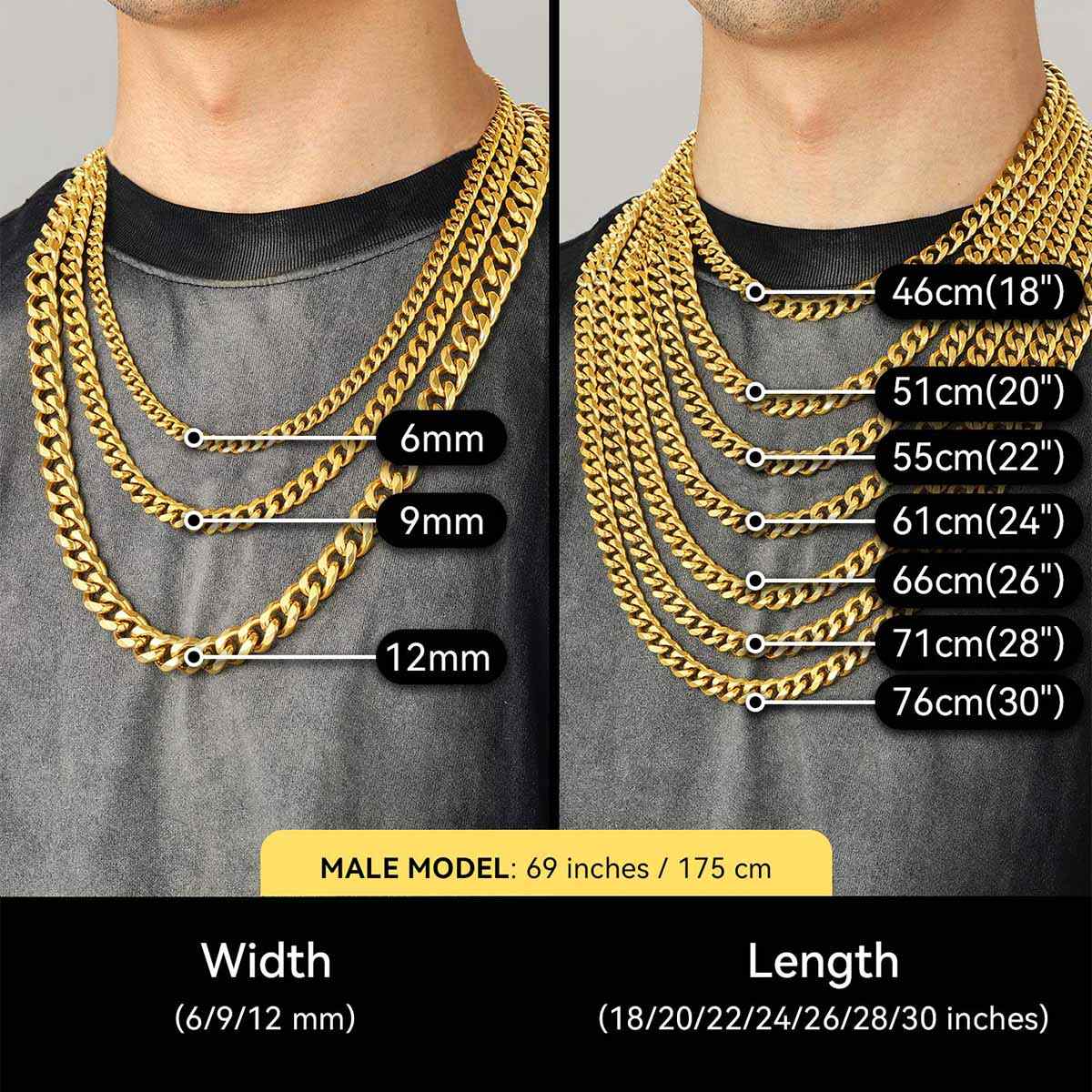Cuban Link Chain Necklace in different size and length