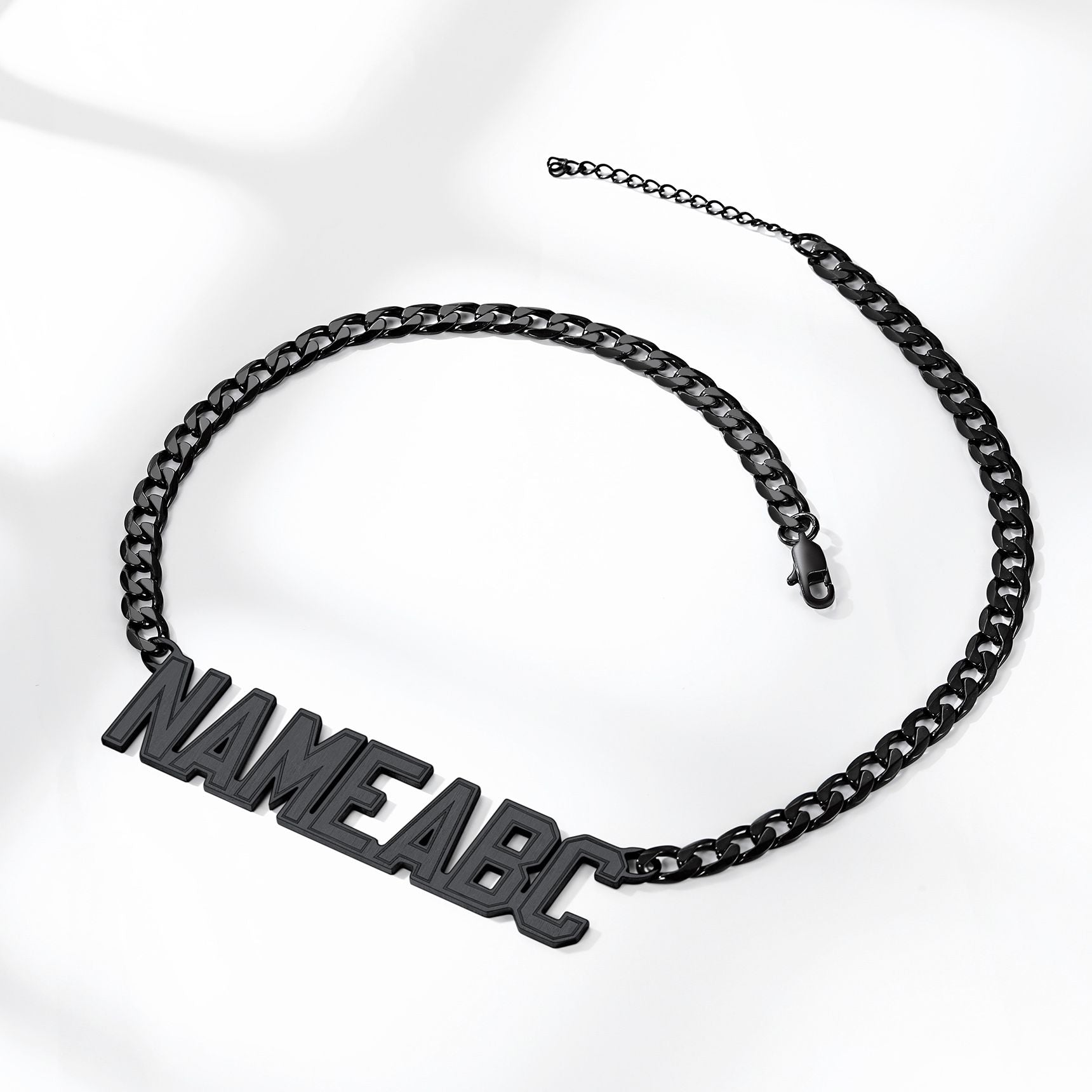 Cuban Link Name Plate Necklace Black Plated