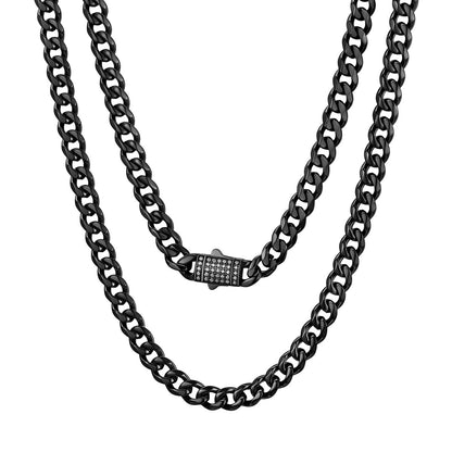 Cuban Link Necklace with Blinged Out Clasp 6mm gold plated