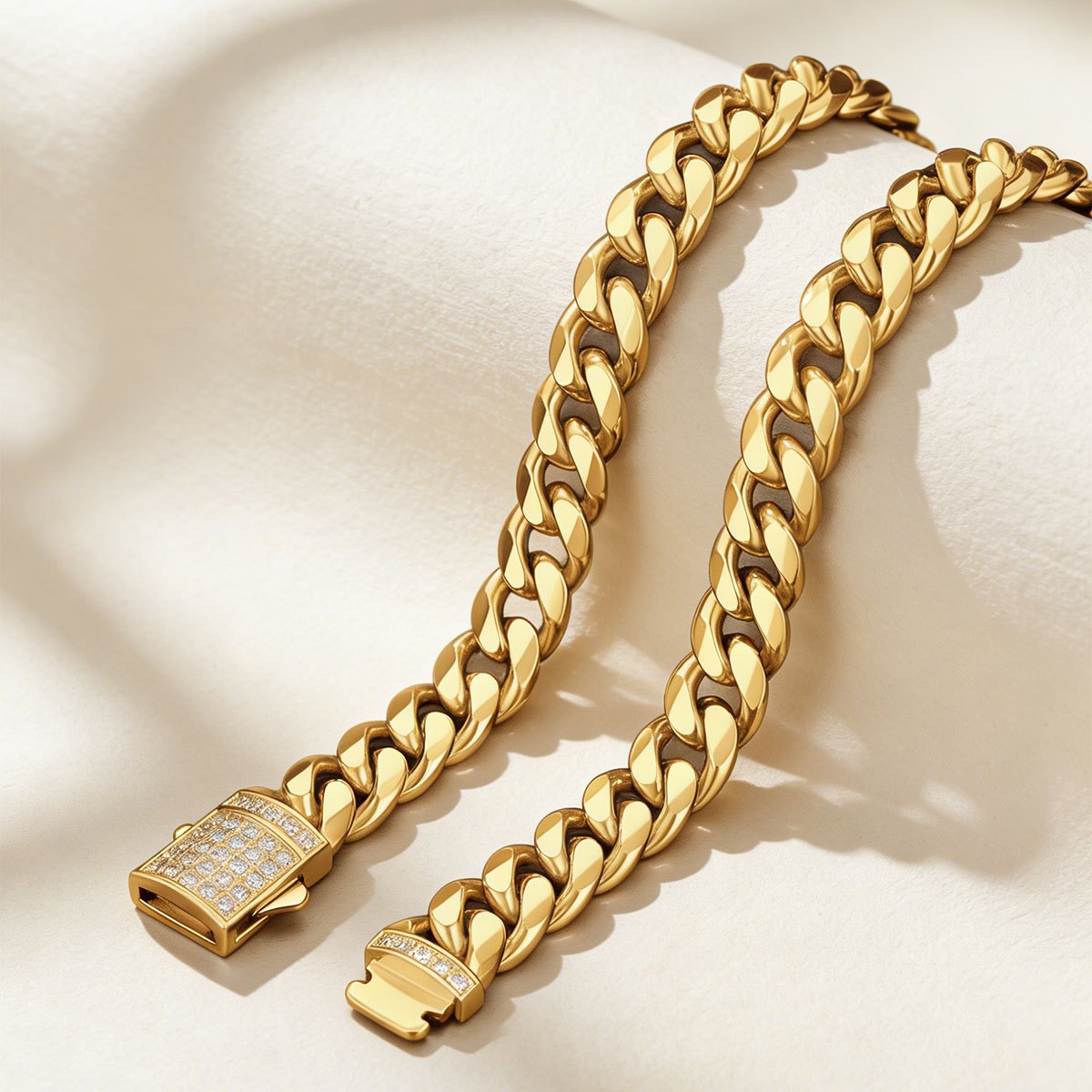 Cuban Link Necklace with Blinged Out Clasp in Gold Plated