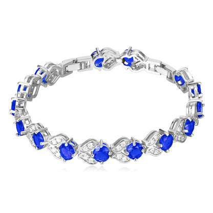 Cubic Zirconia Blue Gemstone Tennis Bracelets
