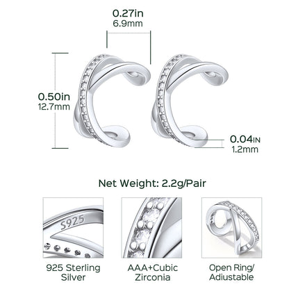 Cubic Zirconia Cross Ear Cuff Earrings Dimension, Hypoallergenic