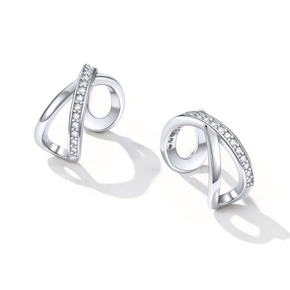 Cubic Zirconia Cross Ear Cuff Earrings in Stainless Steel
