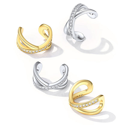 Cubic Zirconia Cross Ear Cuff Earrings in different color