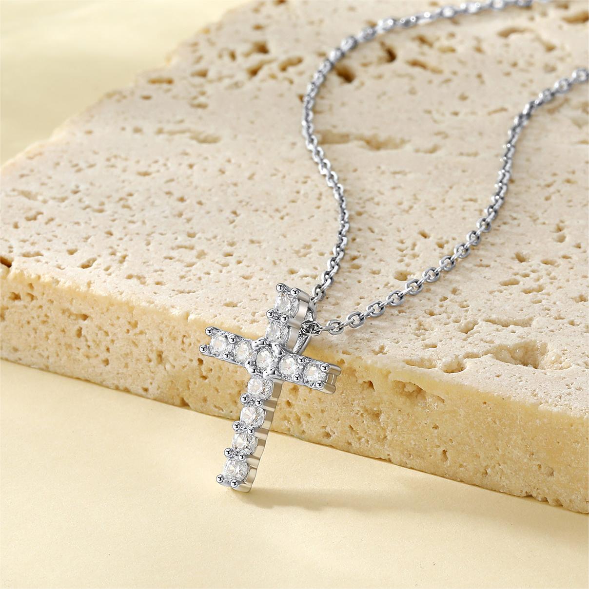 Cubic Zirconia Cross Necklace for Women