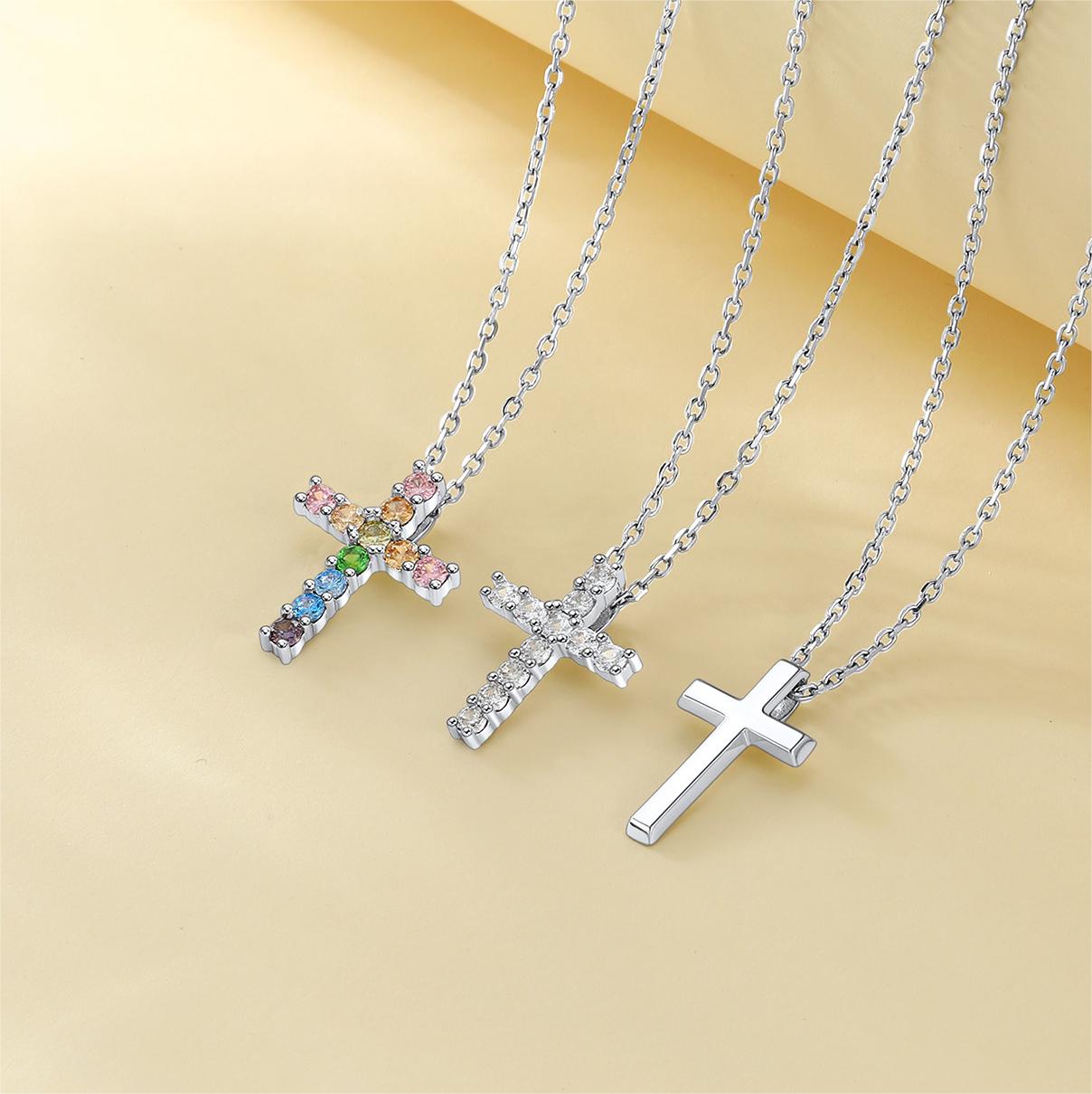 Cubic Zirconia Dainty Cross Necklace in different style