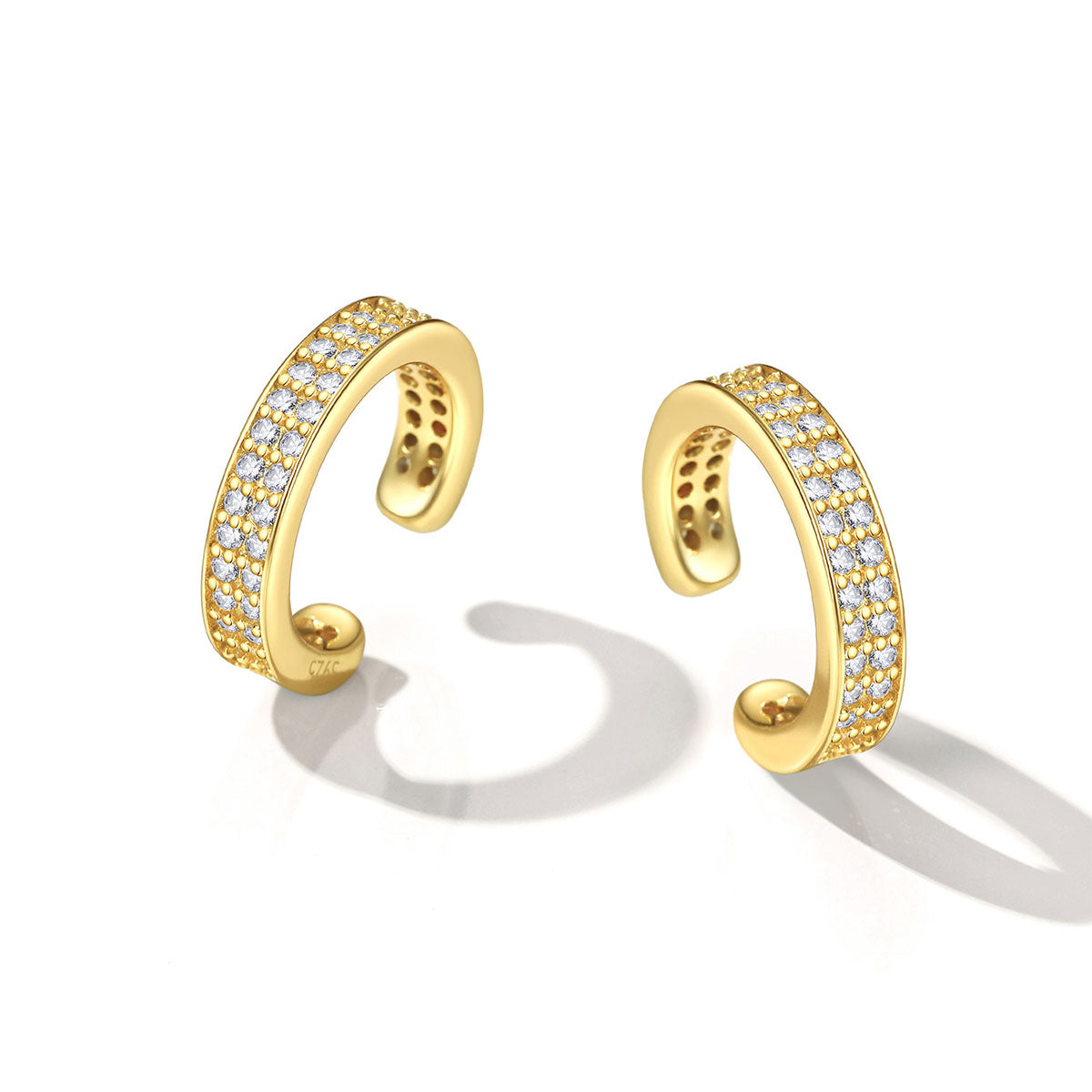 Cubic Zirconia Ear Cuff Earrings Gold Plated