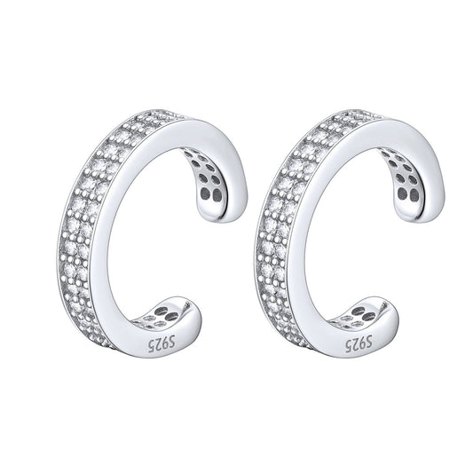Cubic Zirconia Ear Cuff Earrings Non Piercing in 925 Sterling Silver