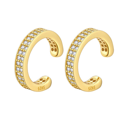 Cubic Zirconia Ear Cuff Earrings with Gold Plated
