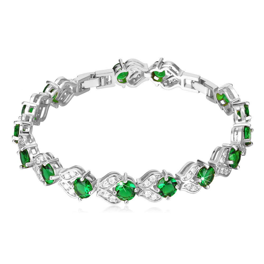 Cubic Zirconia Gemstone Tennis Bracelets Green Emerald
