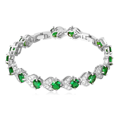 Cubic Zirconia Gemstone Tennis Bracelets Green Emerald