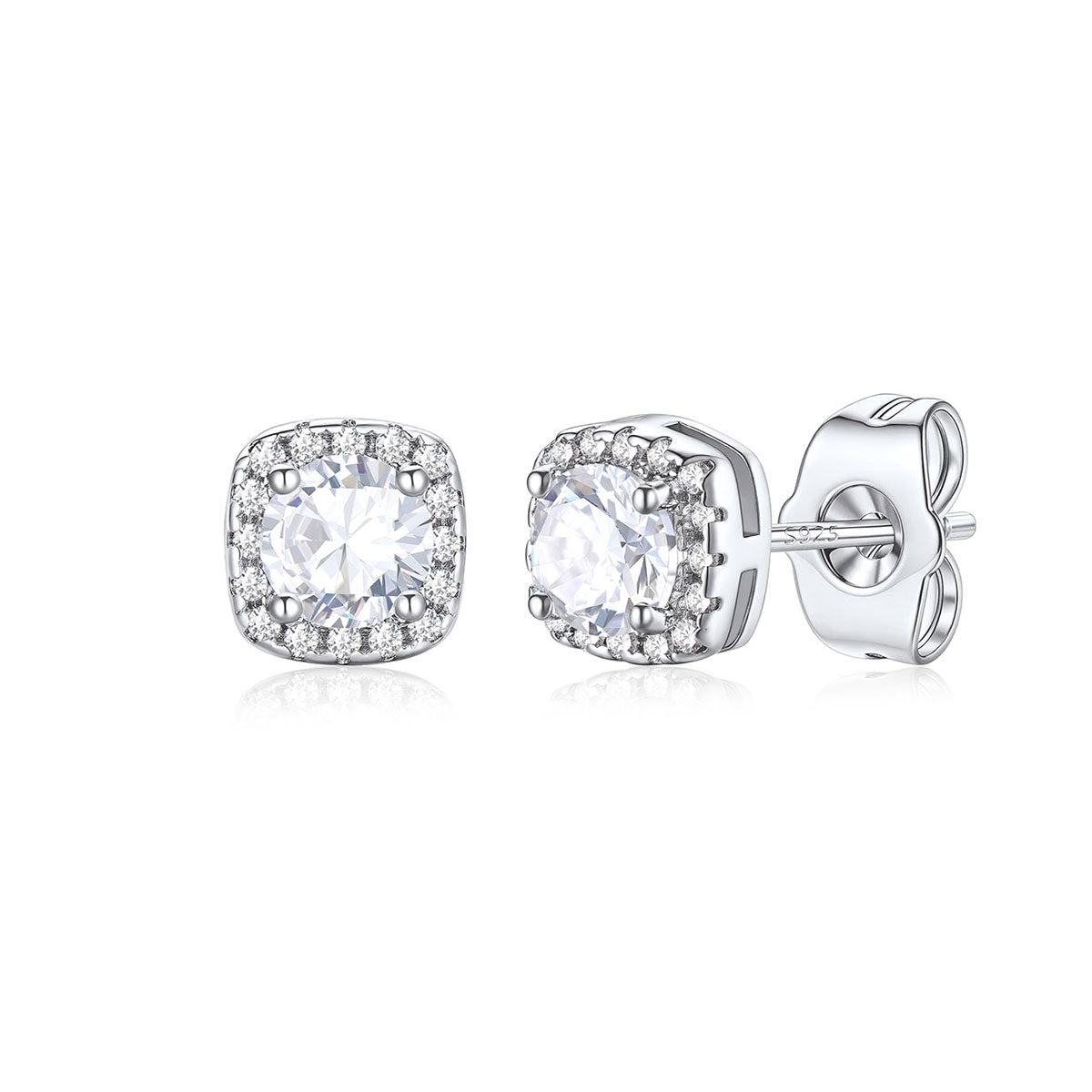 Cubic Zirconia Halo Stud Earrings for Men Women 0.5 ct on a white background