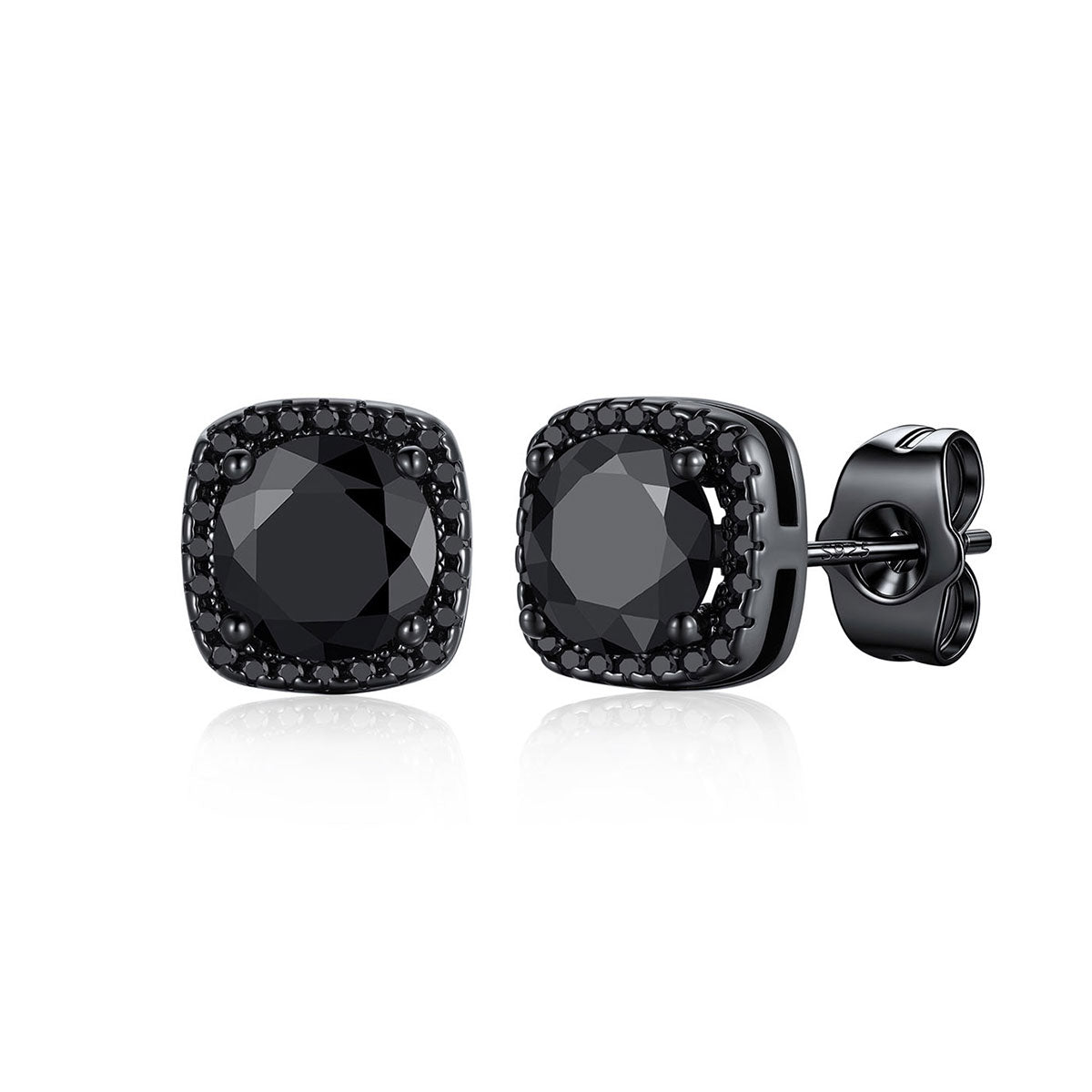 Cubic Zirconia Halo Stud Earrings for Men Women on a white background