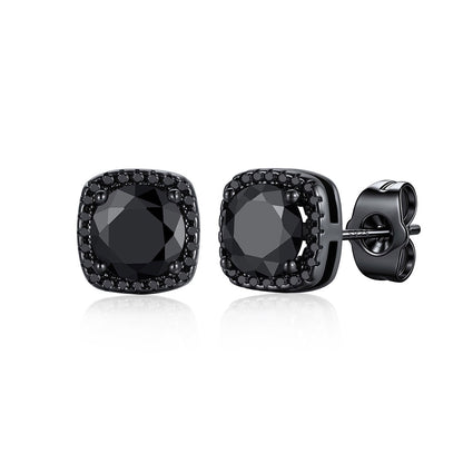 Cubic Zirconia Halo Stud Earrings for Men Women on a white background