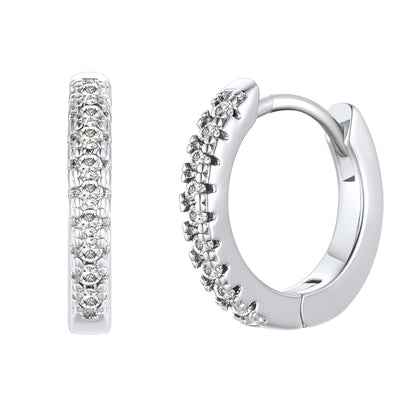 Cubic Zirconia Hoop Earring White Gold Plated CZ