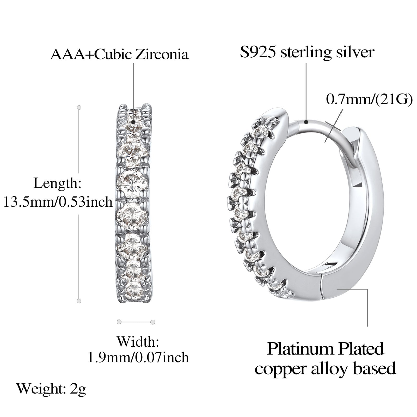 Cubic Zirconia Hoop Earrings: Dimension, Durable