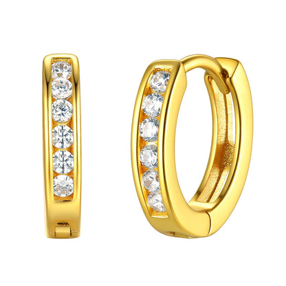 Cubic Zirconia Huggie Hoop Earrings Gold Plated