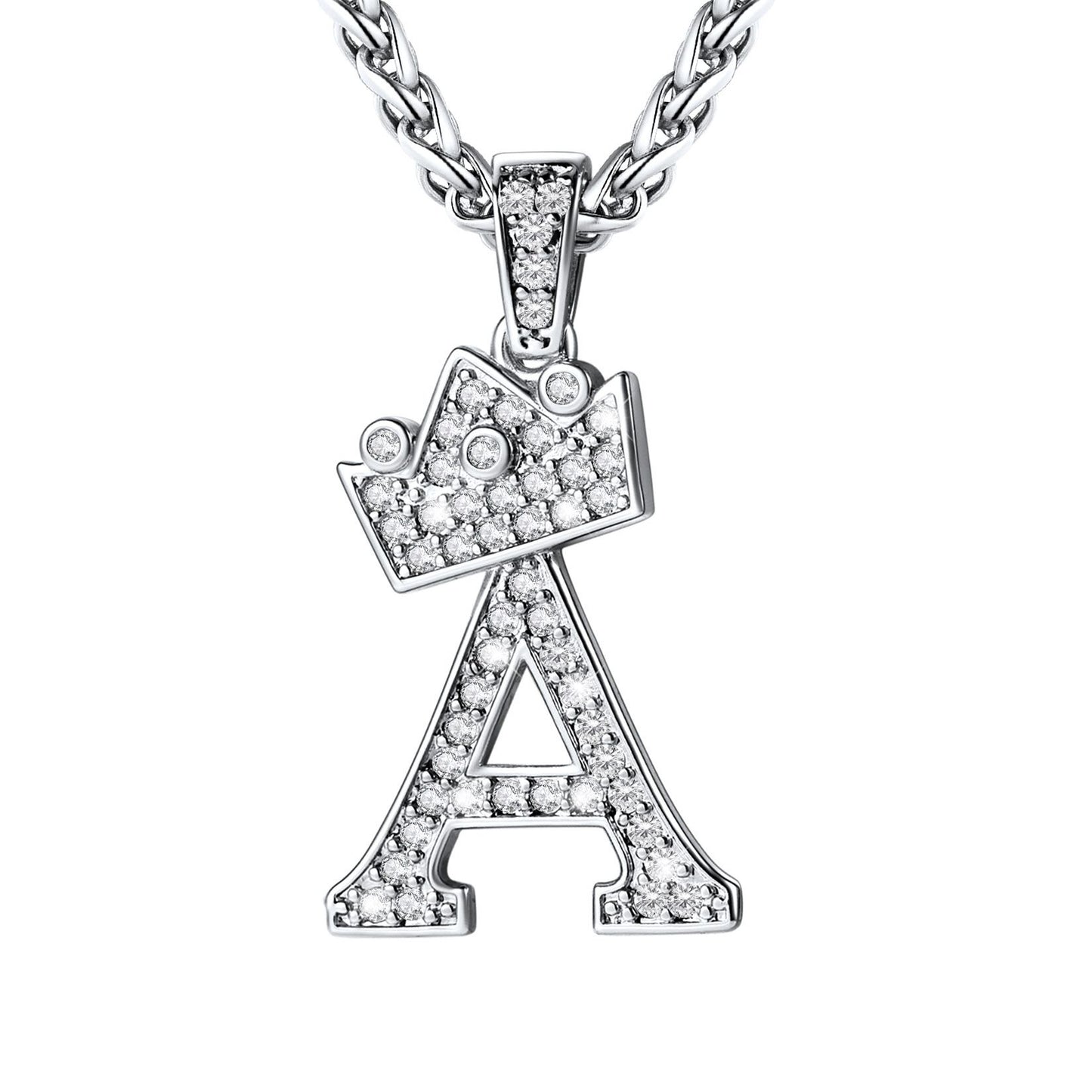 Cubic Zirconia Initial A Necklace Steel