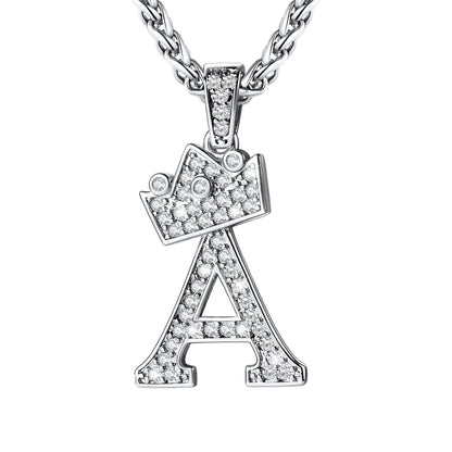 Cubic Zirconia Initial A Necklace Steel