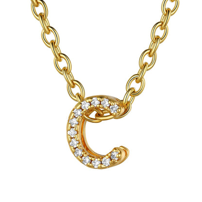 Cubic Zirconia Initial C Necklace Gold Plated