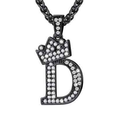 Cubic Zirconia Initial D Necklace Black Plated