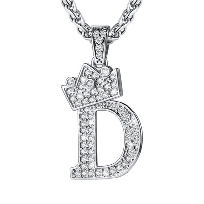 Cubic Zirconia Initial D Necklace Steel