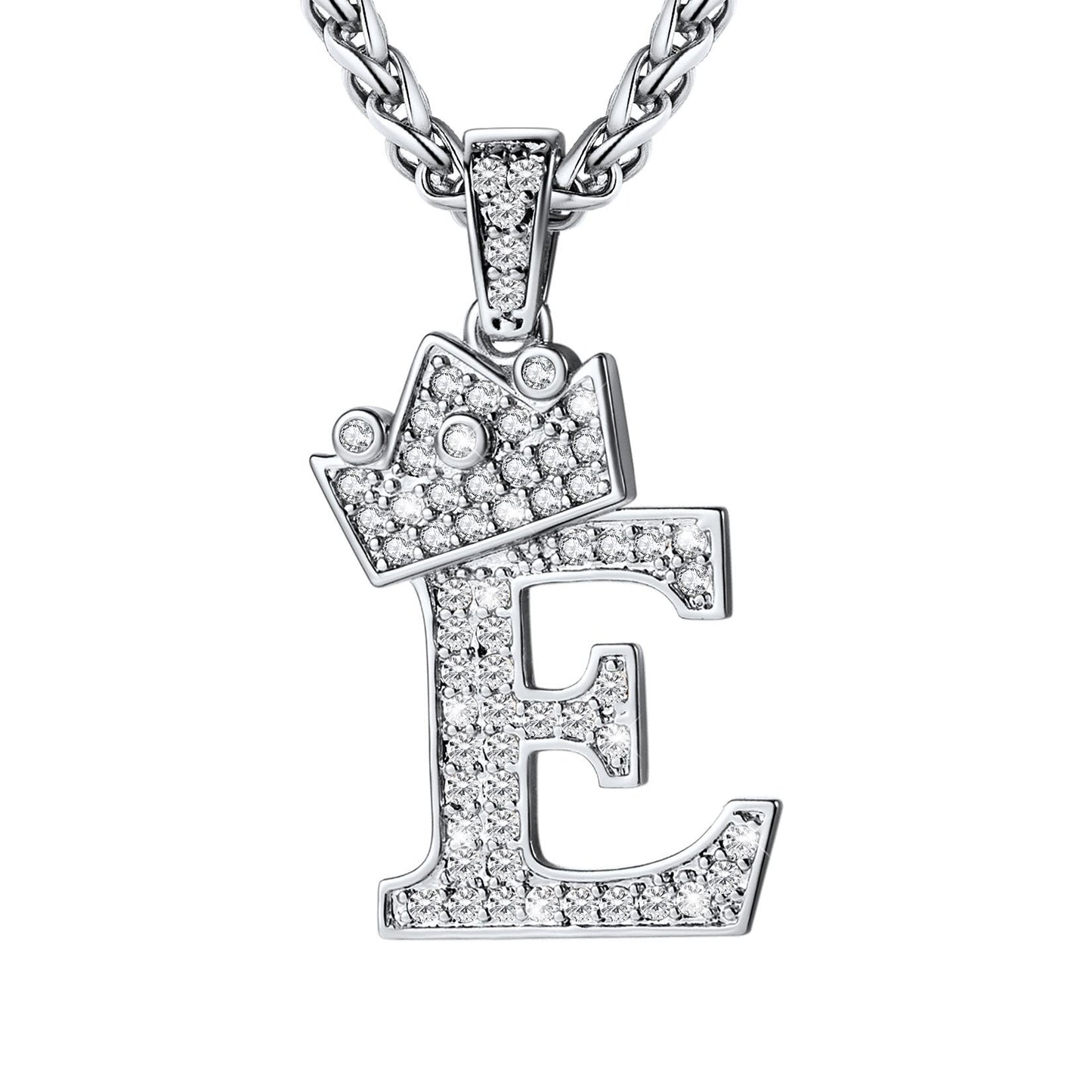Cubic Zirconia Initial E Necklace Steel