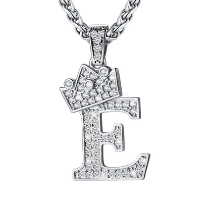 Cubic Zirconia Initial E Necklace Steel