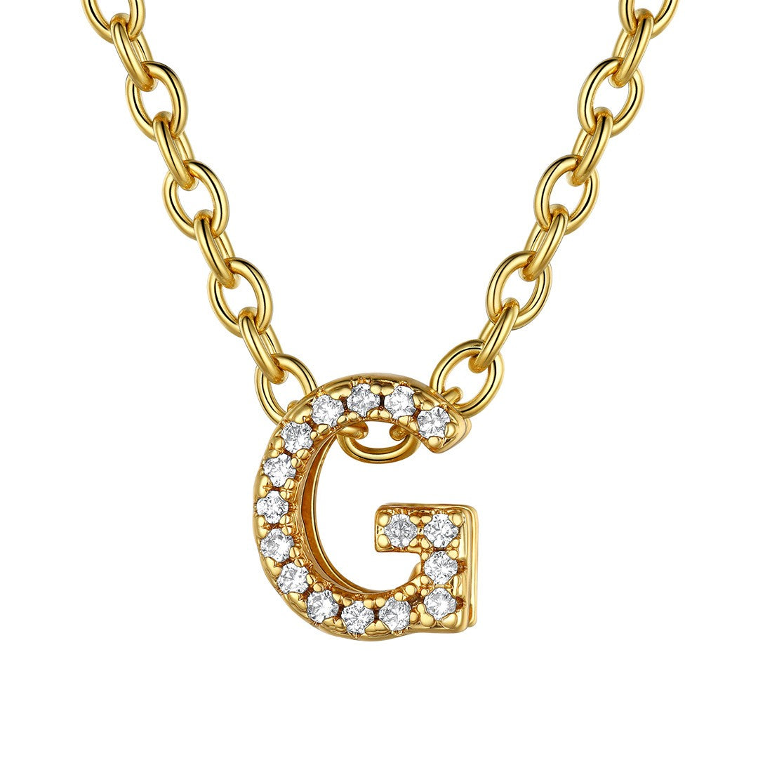 Cubic Zirconia Initial G Necklace Gold Plated