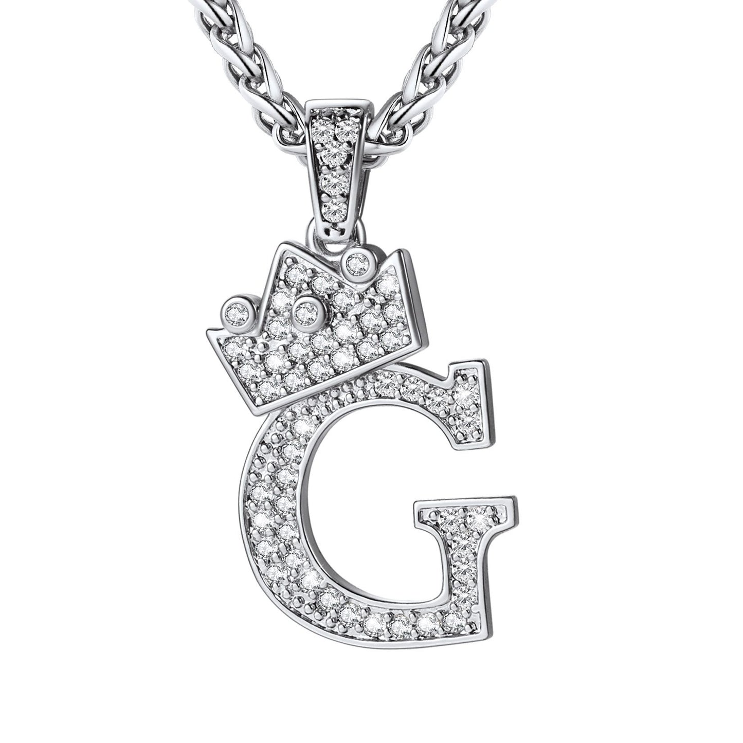 Cubic Zirconia Initial G Necklace Steel