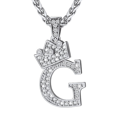 Cubic Zirconia Initial G Necklace Steel