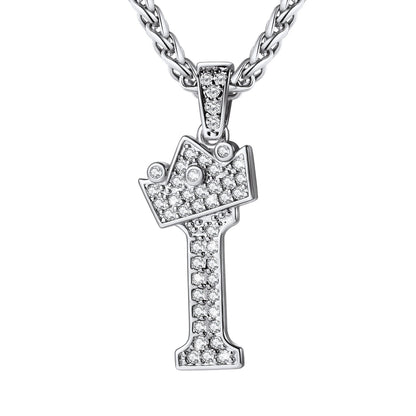 Cubic Zirconia Initial I Necklace Steel