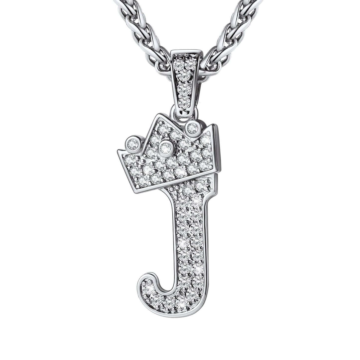 Cubic Zirconia Initial J Necklace Steel