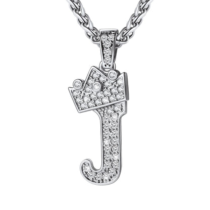 Cubic Zirconia Initial J Necklace Steel