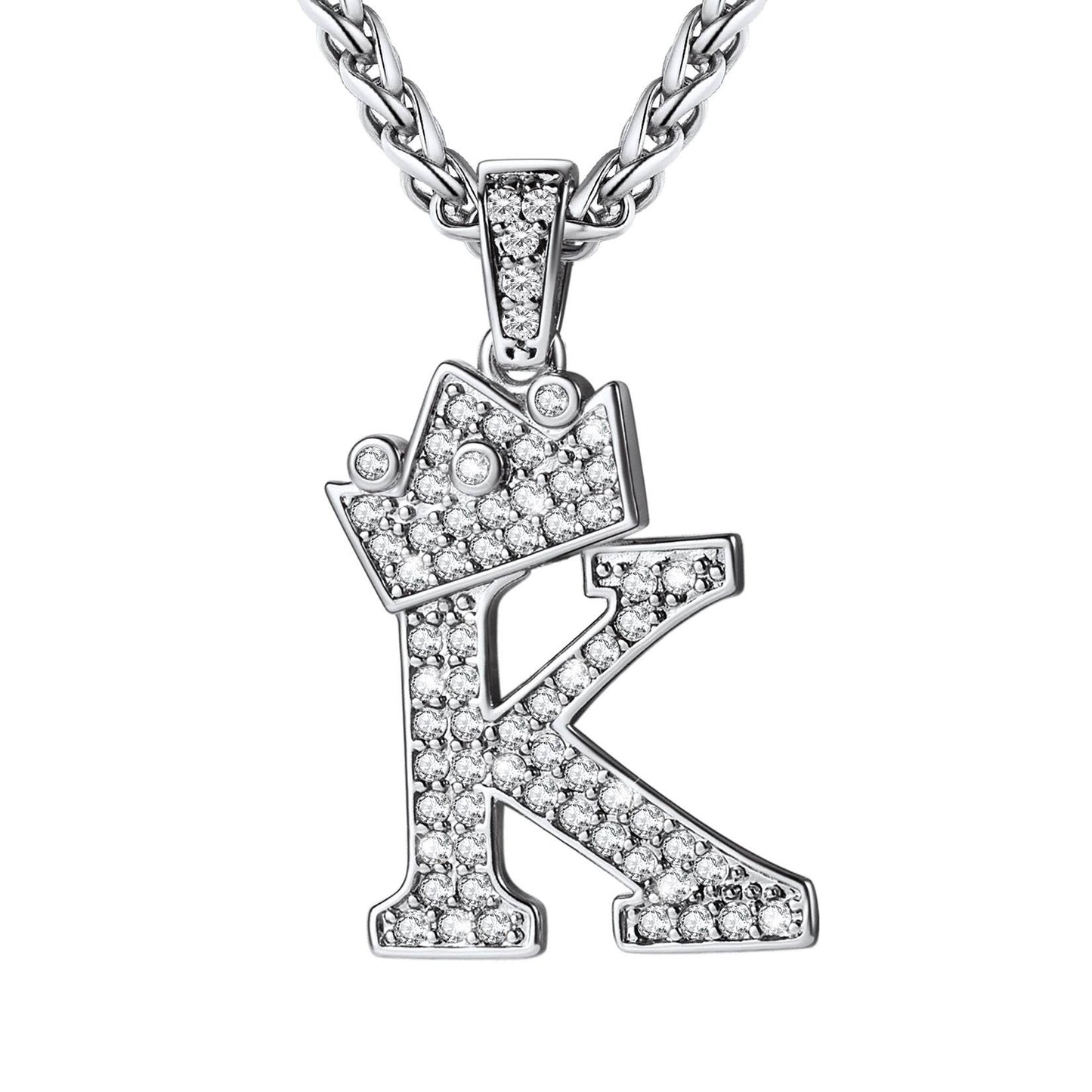 Cubic Zirconia Initial K Necklace Steel