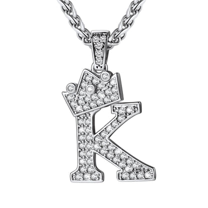 Cubic Zirconia Initial K Necklace Steel