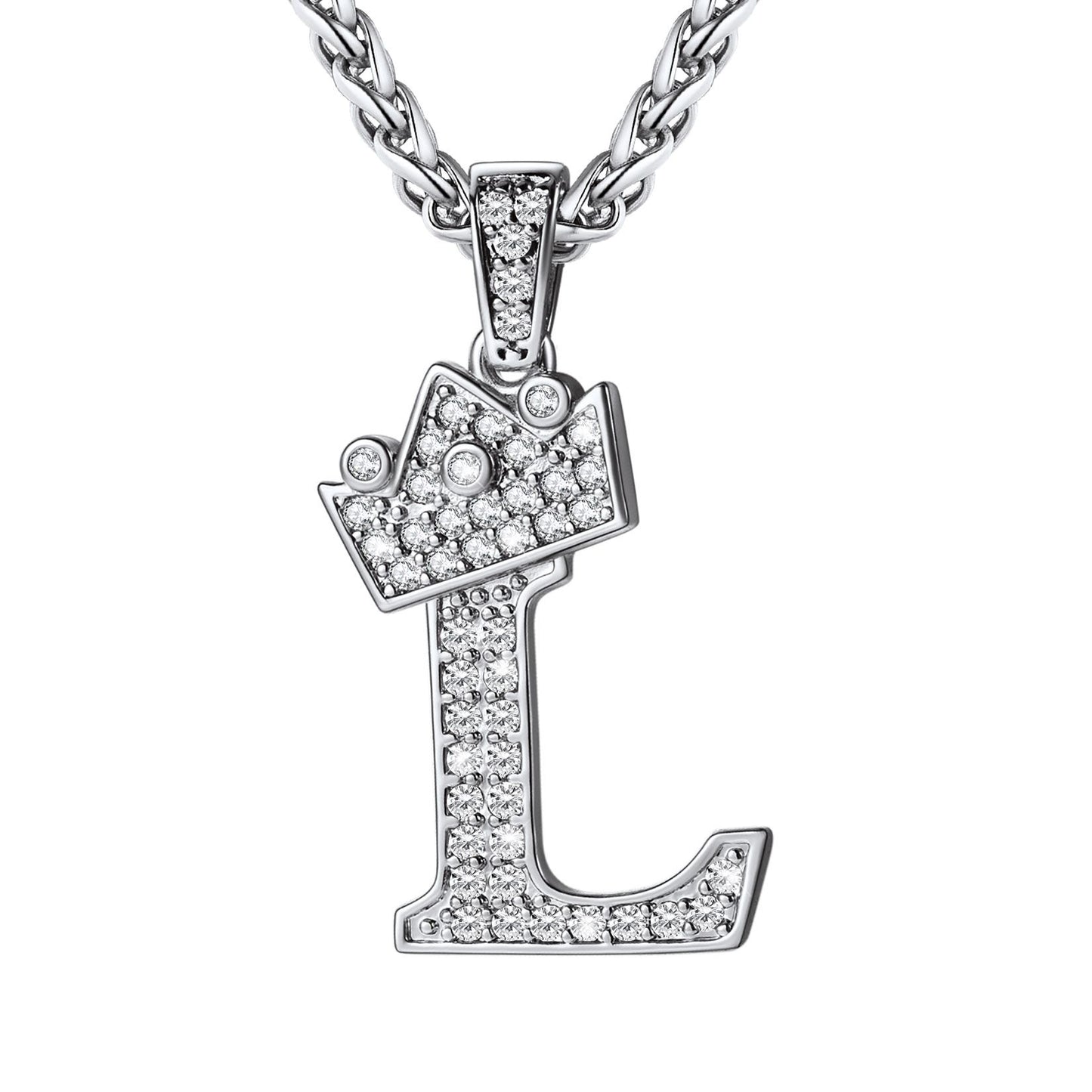 Cubic Zirconia Initial L Necklace Steel