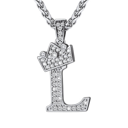 Cubic Zirconia Initial L Necklace Steel